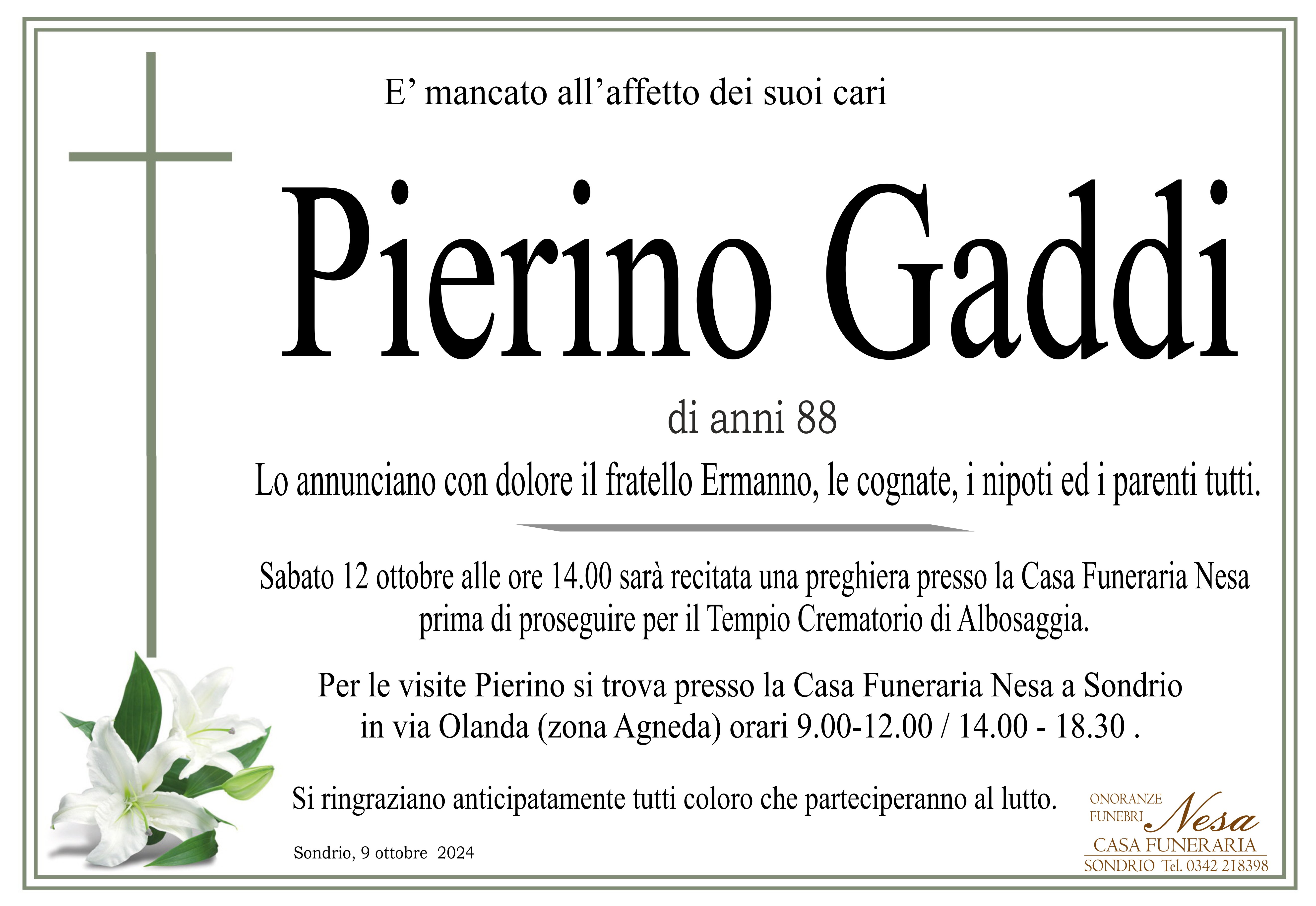 Necrologio PIERINO GADDI